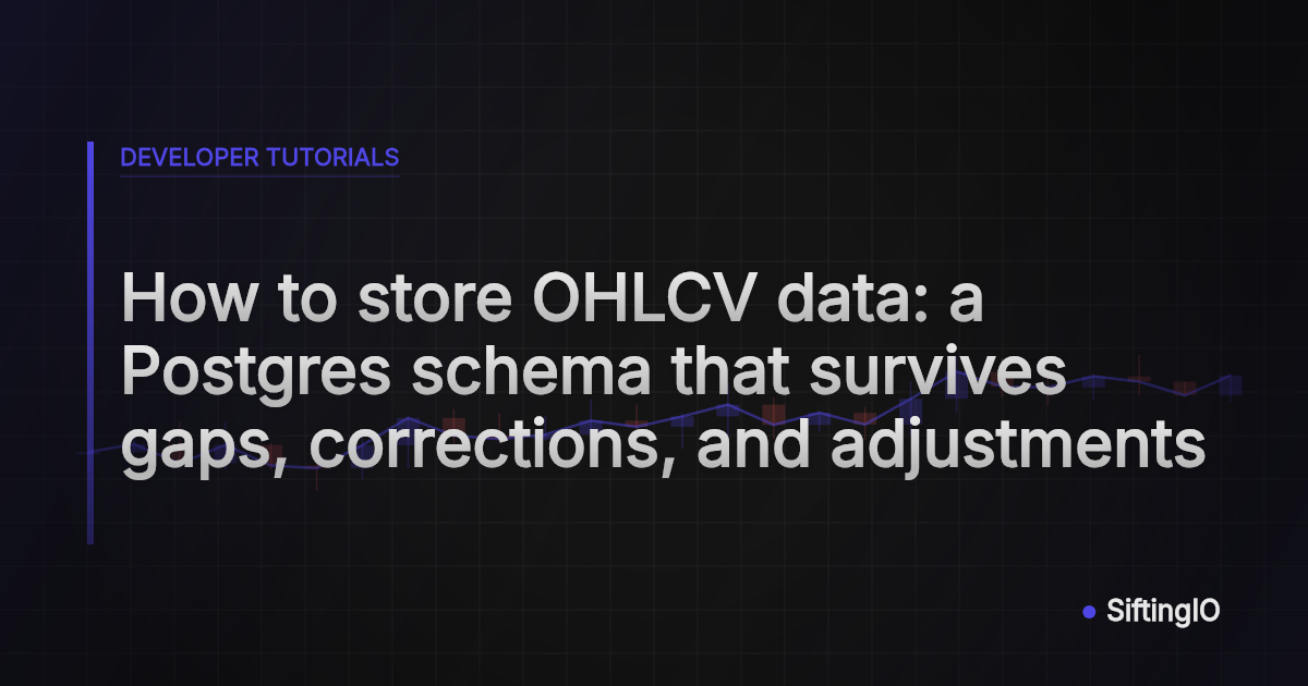 How to store OHLCV data: a Postgres schema that survives gaps, corrections, and adjustments