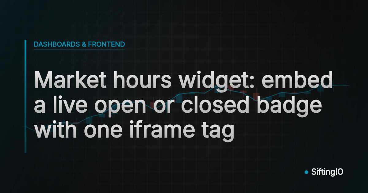 Market hours widget: embed a live open or closed badge with one iframe tag