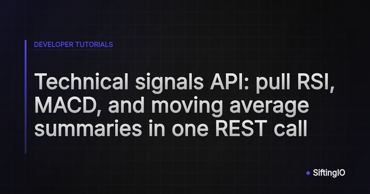 Technical signals API: pull RSI, MACD, and moving average summaries in one REST call
