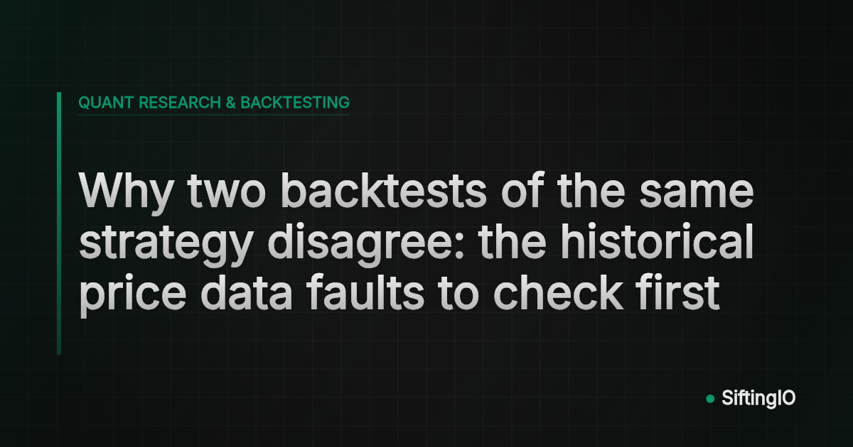 Why two backtests of the same strategy disagree: the historical price data faults to check first