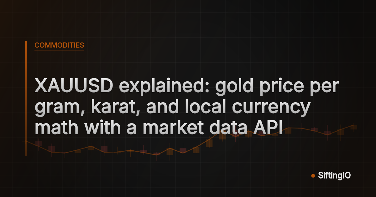 XAUUSD explained: gold price per gram, karat, and local currency math with a market data API
